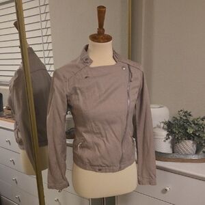 Women's Asymmetrical Zip Taupe Jacket